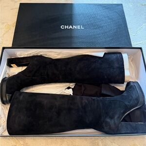 Channel Elegant Black Women's Boots, suede,size 8,5 good for size 8 as well